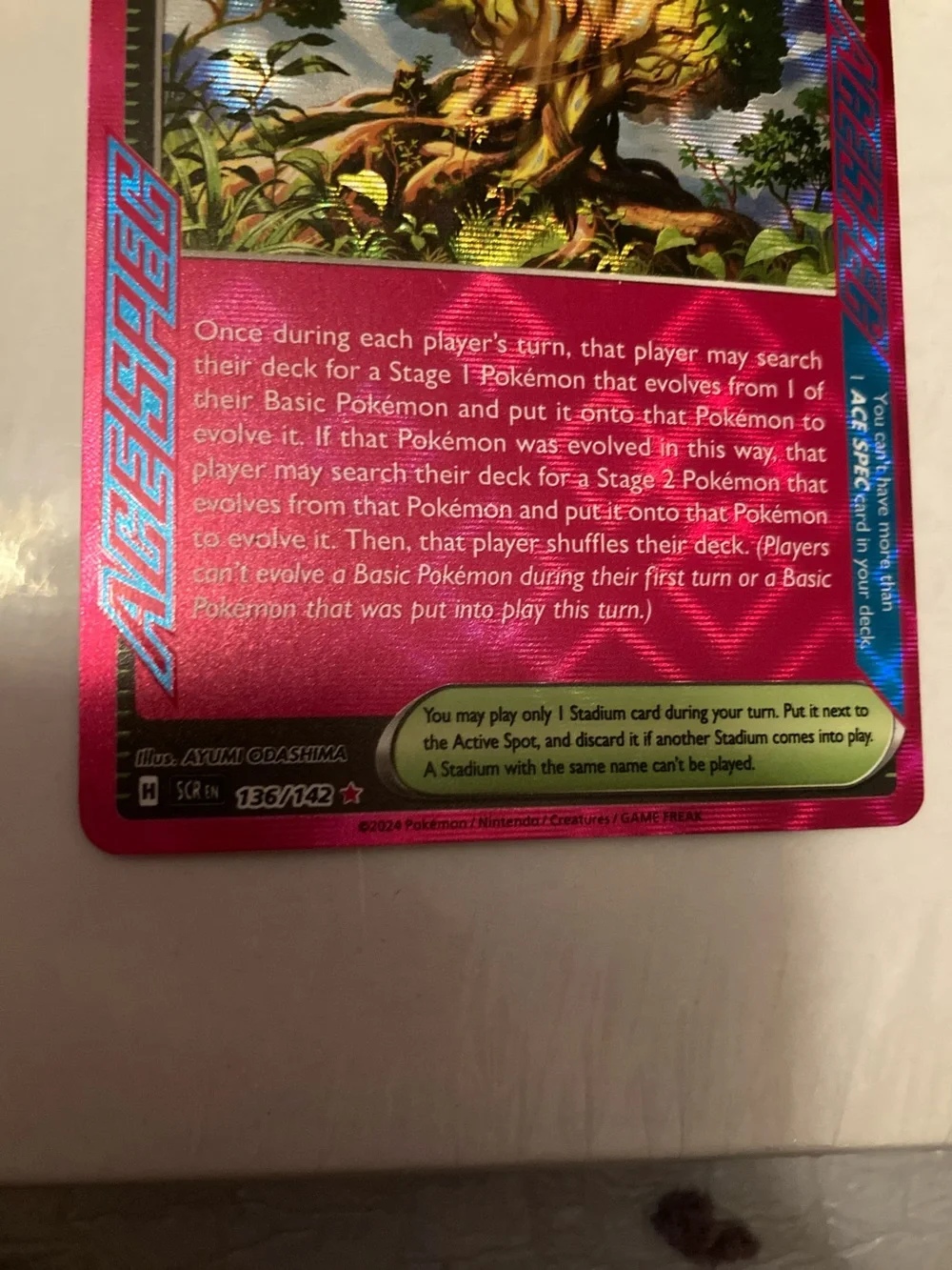 Pokemon Grand Tree Trainer Card Pink Foil